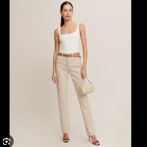 Reformation Cynthia High Rise Straight Jeans Almond Denim Button Fly 26